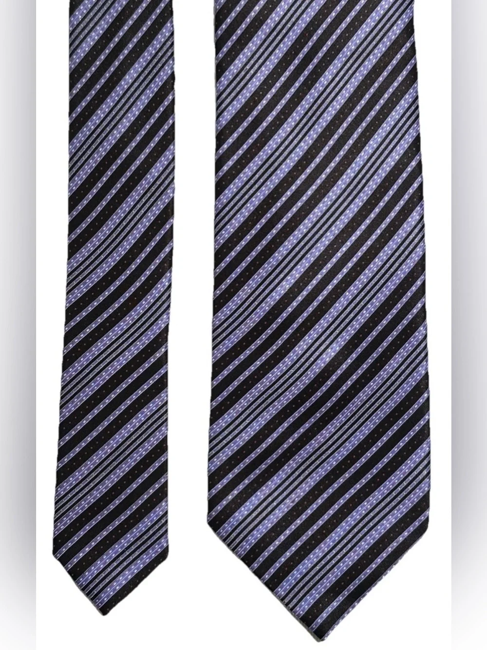 $350 NEW STEFANO RICCI TIE HANDMADE ITALY VIOLET BLUE BLACK DIAGONAL STRIPES